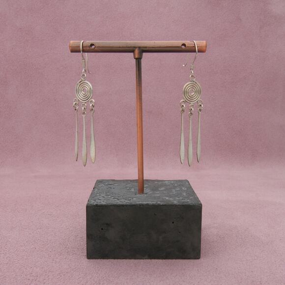 sterling silver swirl fringe dangle earrings